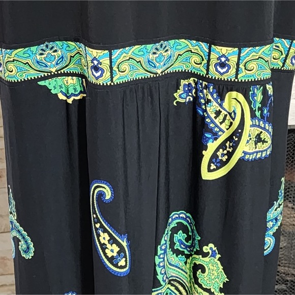 Maggie Barnes black green and blue maxi dress plus size 1X - Picture 4 of 6